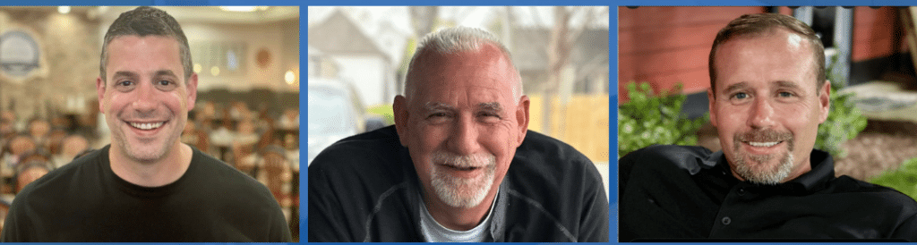 Owner of Access and Mobility smiling in different settings, each occupying a separate section of the image.